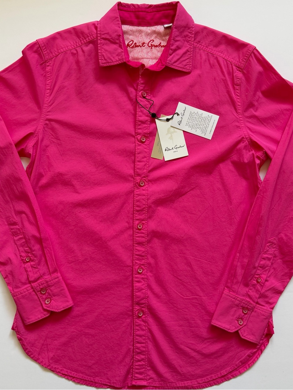 NWT Robert Graham Seaworthy Fuchsia Pink Stretch Button Down Shirt Small